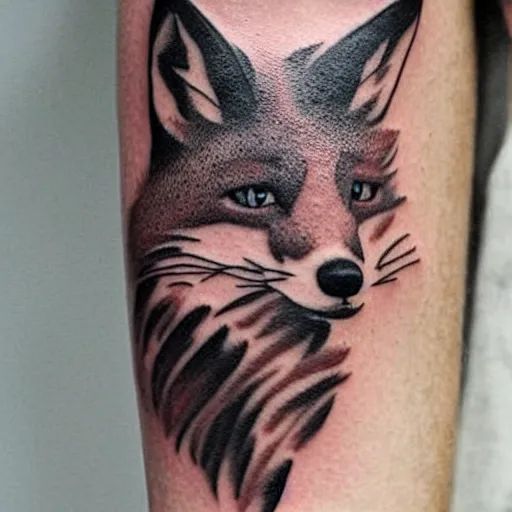 Prompt: A tattoo of a fox