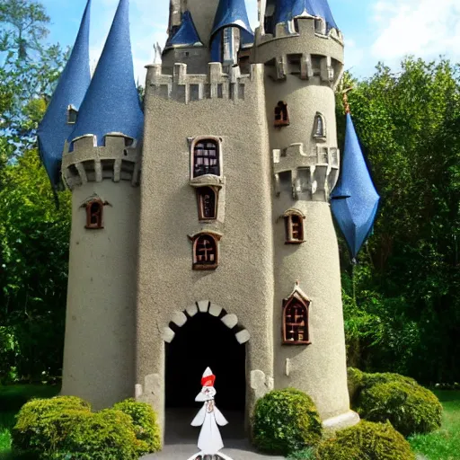 Image similar to A fairy tale looking castle being overun by gnomes