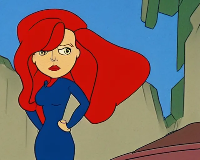 Image similar to Dana Scully on Masters of the Universe (1983), animated cartoon series by Filmation, cel animation