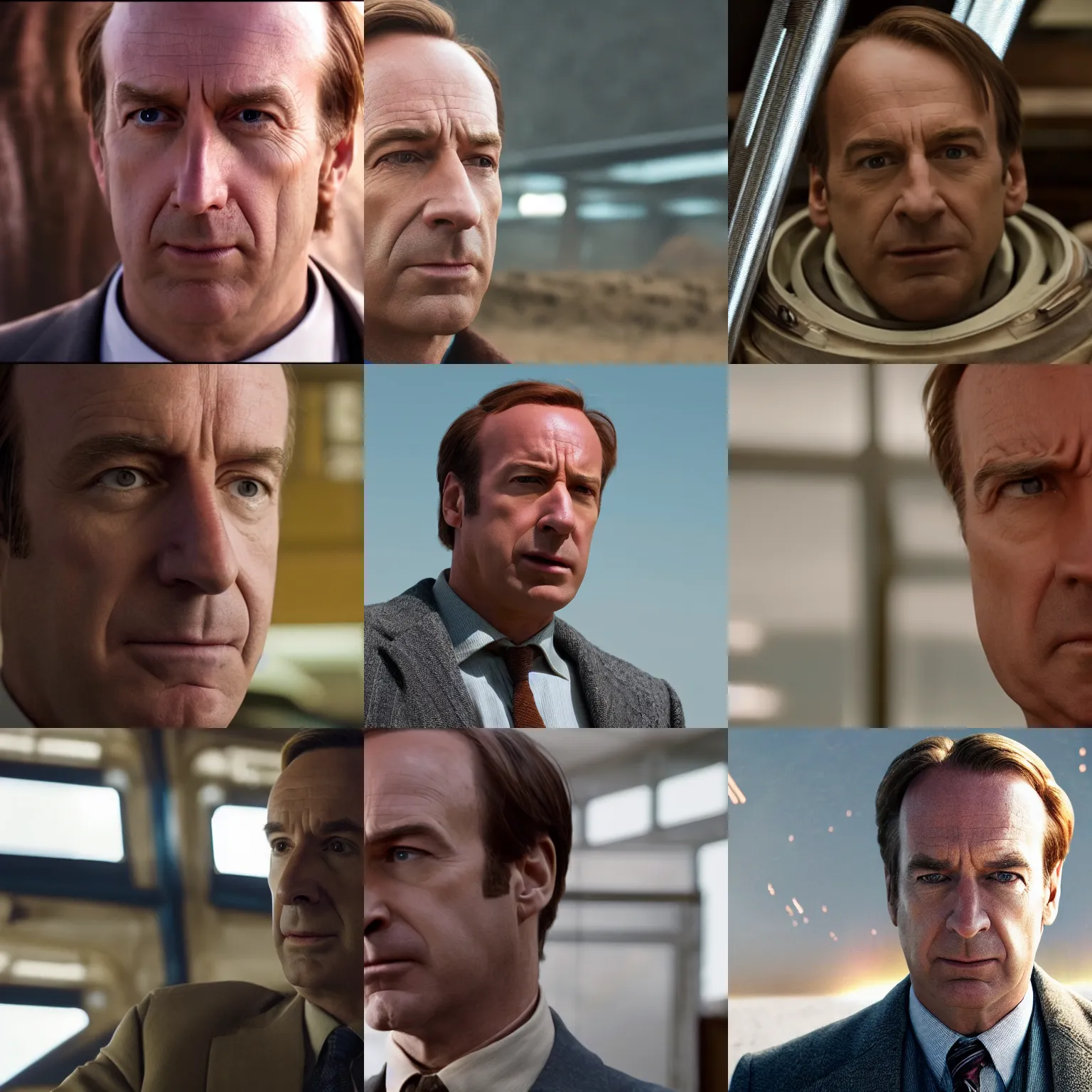 Prompt: cinematic close up shot of saul goodman from the movie interstellar , high quality film still
