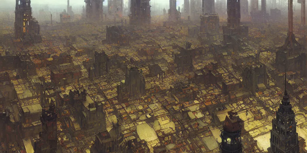 Image similar to city build on a giant cog sprockets gears cogs, mechanisms structures industry, villages castles, buildings vista artstation illustration sharp focus vista painted by ruan jia raymond swanland lawrence alma tadema zdzislaw beksinski norman rockwell tom lovell alex malveda greg staples