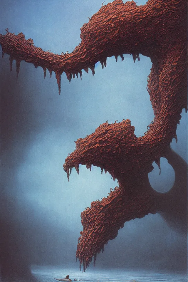 Image similar to water monster 4k by zdzisław beksiński