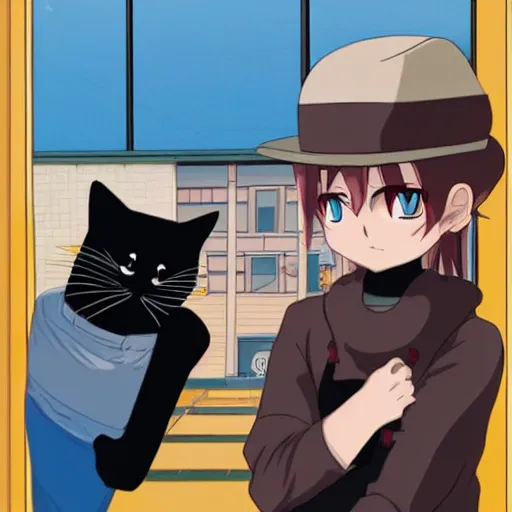 Image similar to cats robbing a bank in west virginia, anime