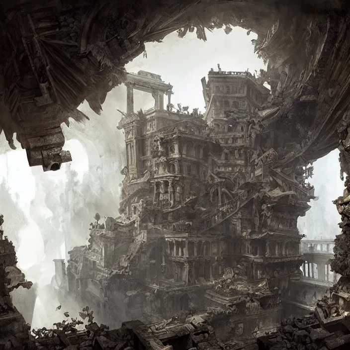 Image similar to piranesi's chamber, magic realism, by piranesi and greg rutkowski, hyper detailed, hd, 8 k