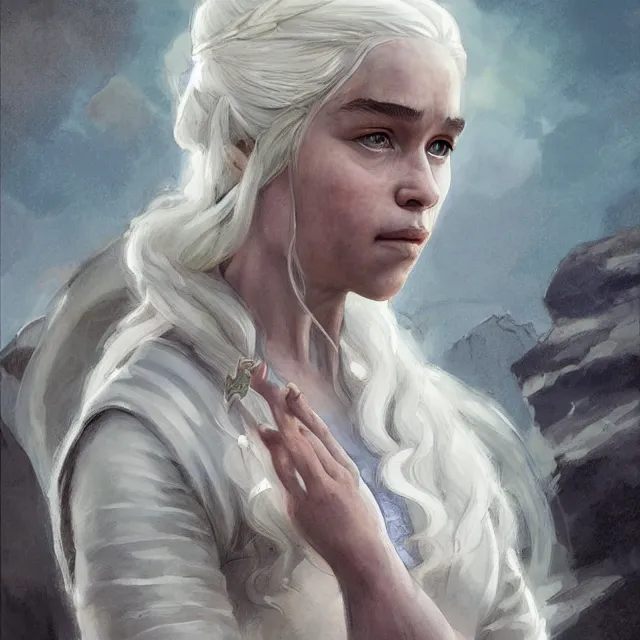 Image similar to Daenerys Targaryen as an airbender, portrait, elegant, intricate, digital painting, artstation, concept art, smooth, sharp focus, illustration, art by konstantin korovin and Daniel F. Gerhartz and john howe