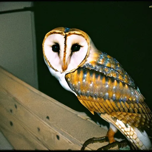 Image similar to noctilux barn owl, cinestill,