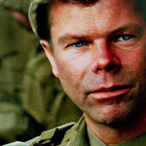 Prompt: chris hansen, portrait of chris hansen as a us soldier in the vietnam war, war photo, detailed face