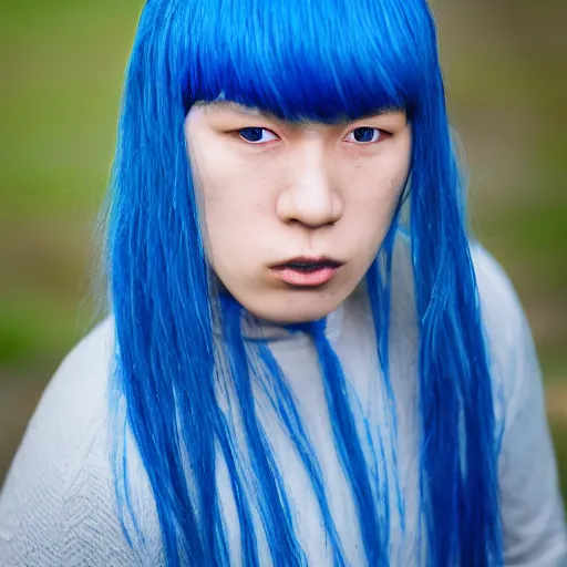 Prompt: rimuru tempest, young man blue hair ( ( ( ( ( ( ( ( ( ( eyes yellow ) ) ) ) ) ) ) ) ) ), canon eos r 3, f / 1. 4, iso 2 0 0, 1 / 1 6 0 s, 8 k, raw, unedited, symmetrical balance, in - frame