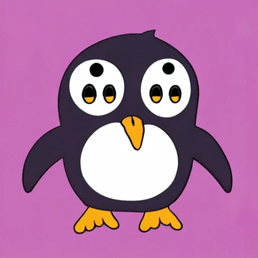 Image similar to 2 d matte purple penguin holding key studio ghibli style