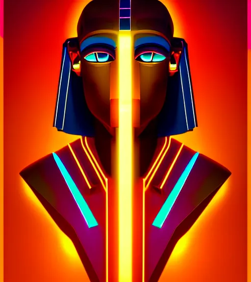 Image similar to symmetry!! egyptian god of technology, solid cube of light, hard edges, product render retro - futuristic poster scifi, lasers and neon circuits, brown skin handsome egyptian god, intricate, elegant, highly detailed, digital painting, artstation, concept art, smooth, sharp focus, illustration, dreamlike, art by artgerm