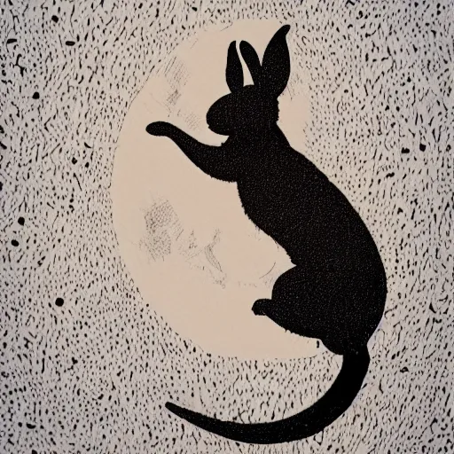 Prompt: a rabbit jumping to the moon