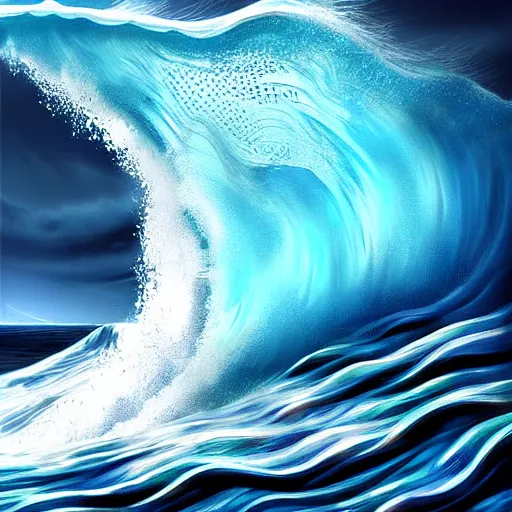 Prompt: an ocean wave with a screaming mouth, realistic, cinematic, digital art, trending on artstation