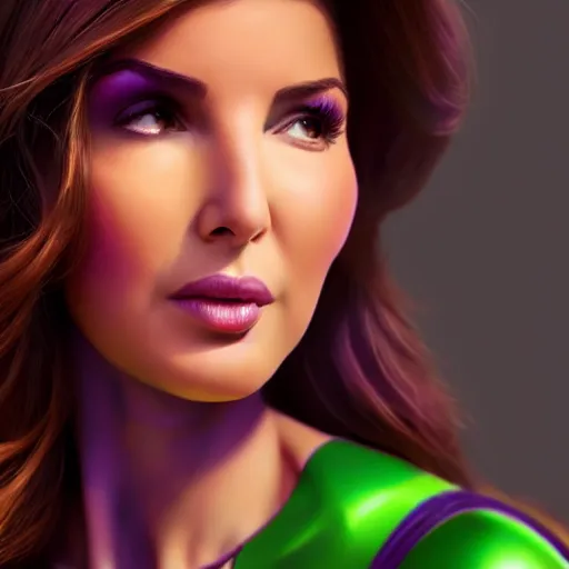 Image similar to a portrait of nancy ajram as thanos, the pixar adaptation, with same hairstyle, angry facial expressions, hyper detailed, digital art, trending in artstation, cinematic lighting, studio quality, smooth render, unreal engine 5 rendered, octane rendered