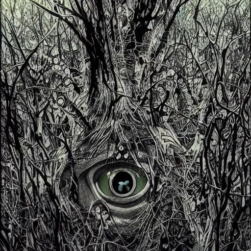 Image similar to forest of eyeballs eternal staring gazing looking seeing illusionary psychedelic horror art scary by victo ngai shintaro kago junji ito shintaro kago apophasis hyperrealism photo - realistic yoji shinkawa apophasis