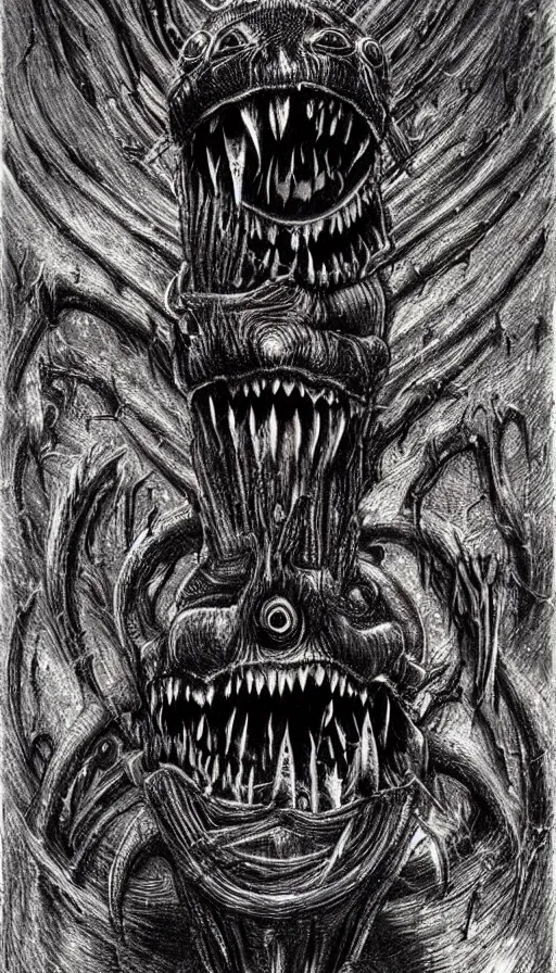 Image similar to a storm vortex made of many demonic eyes and teeth, by hr giger