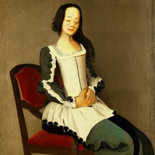 Prompt: a painting of a woman sitting in a chair by pietro longhi, featured on reddit, australian tonalism, pre - raphaelite, art on instagram, impressionism