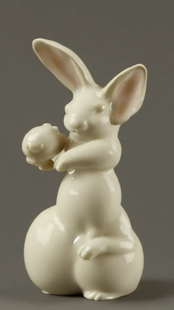 Image similar to a porcelain rabbit with a japanese pipe painted by john singer sargent