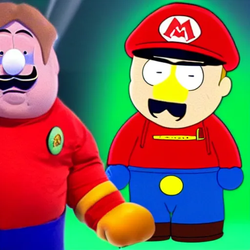 Image similar to American YouTuber Logan Paul boxing Eric Cartman from South Park inside Super Mario 64-W 910