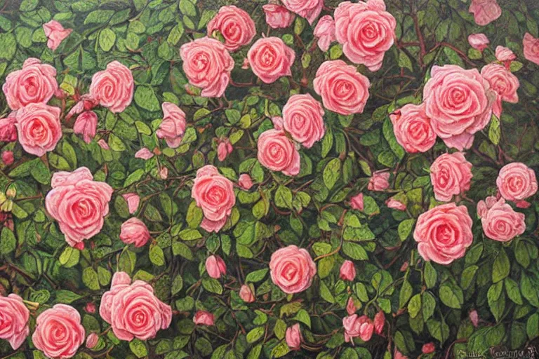 Image similar to where the wild roses grow, intricate highly detailed oil painting