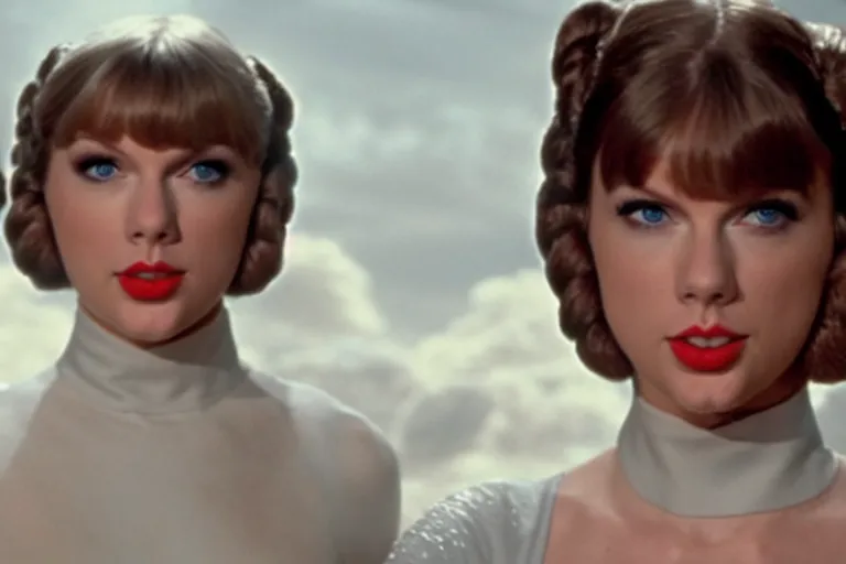 Image similar to taylor swift as princess leia in a new hope still from the movie