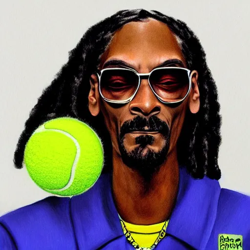 Image similar to snoop dogg, tennis ball monster ,tennis ball, digital art, fantasy,chalk, magic, trending on artstation, ultra detailed, professional illustration by Basil Gogos