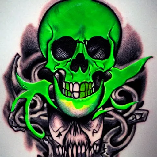 green skull tattoo