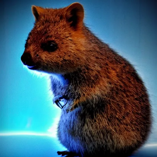 Prompt: a cyberpunk quokka