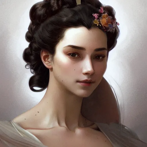 Image similar to portrait of pushkin! intricate, elegant, highly detailed, vision of holy perfection! smile, digital painting, artstation, concept art, smooth, sharp focus, illustration, art by artgerm and greg rutkowski and alphonse mucha