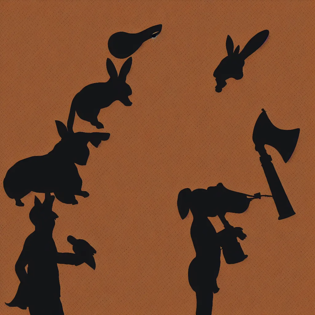 Prompt: silhouette of bunny talking into bullhorn, digital art