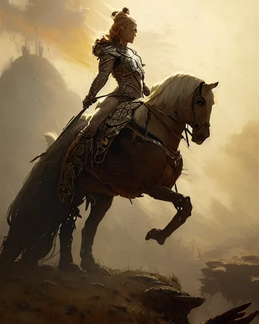 Image similar to a fierce warrior princess in full armor, fantasy character portrait, ultra realistic, concept art, intricate details, highly detailed by greg rutkowski, gaston bussiere, craig mullins, simon bisley