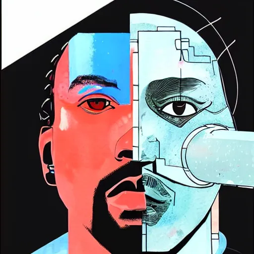 Prompt: portrait of kawhi leonard as half terminator with a robot eye in a scenic environment by conrad roset, watercolors, cybernetically enhanced, hyperdetailed, cyberpunk, cool, trending on artstation