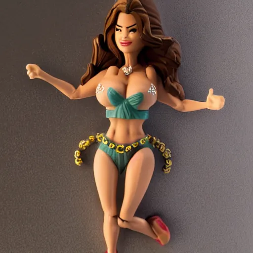 Image similar to Sofia Vergara in the Wolf of Wallstreet mini figure, high detail photograph, 35mm