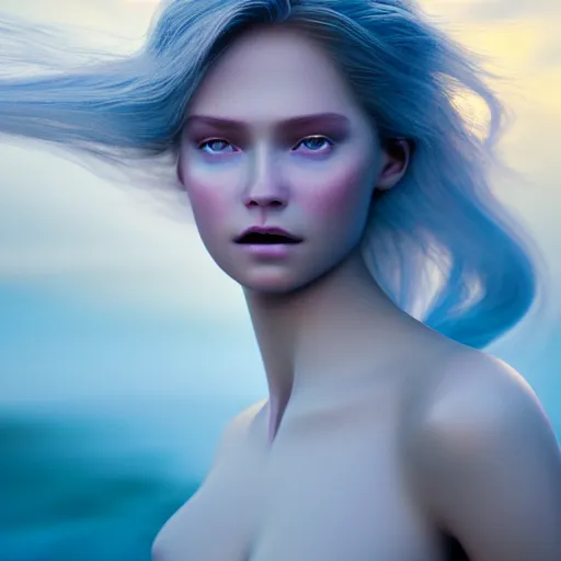 Prompt: photographic portrait of a stunningly beautiful ice princess female in soft dreamy light at sunset, contemporary fashion shoot, by edward robert hughes, annie leibovitz and steve mccurry, david lazar, jimmy nelsson, breathtaking, 8 k resolution, extremely detailed, beautiful, establishing shot, artistic, hyperrealistic, beautiful face, octane render