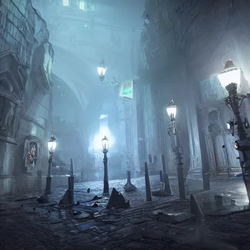 Image similar to underdark city, realistic, highly detailed, hd, unreal engine, guillermo del toro
