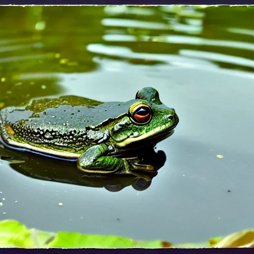 Prompt: an old silent pond... a frog jumps into the pond, splash! silence again.