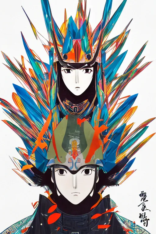 Image similar to abstract portrait of cao cao, 6 0 s anime art, floating detailes, very detailed face, leaves by miyazaki, colorful palette illustration, kenneth blom, mental alchemy, james jean, pablo amaringo, naudline pierre, contemporary art, hyper detailed