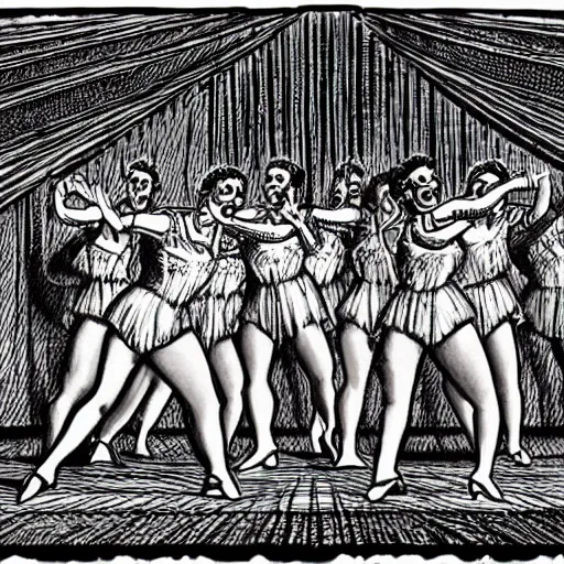 Prompt: dominicanas dancing, drawing by r crumb