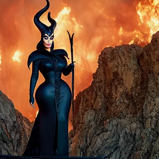 Image similar to A still of Kim Kardashian as Maleficent