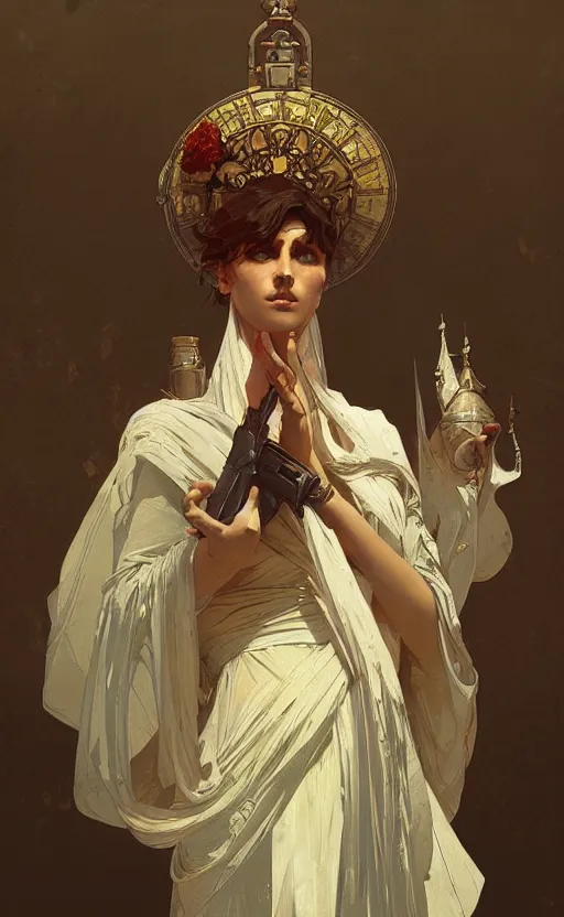 Prompt: a personification of the country syria, highly detailed, digital painting, artstation, concept art, sharp focus, illustration, art by greg rutkowski and alphonse mucha