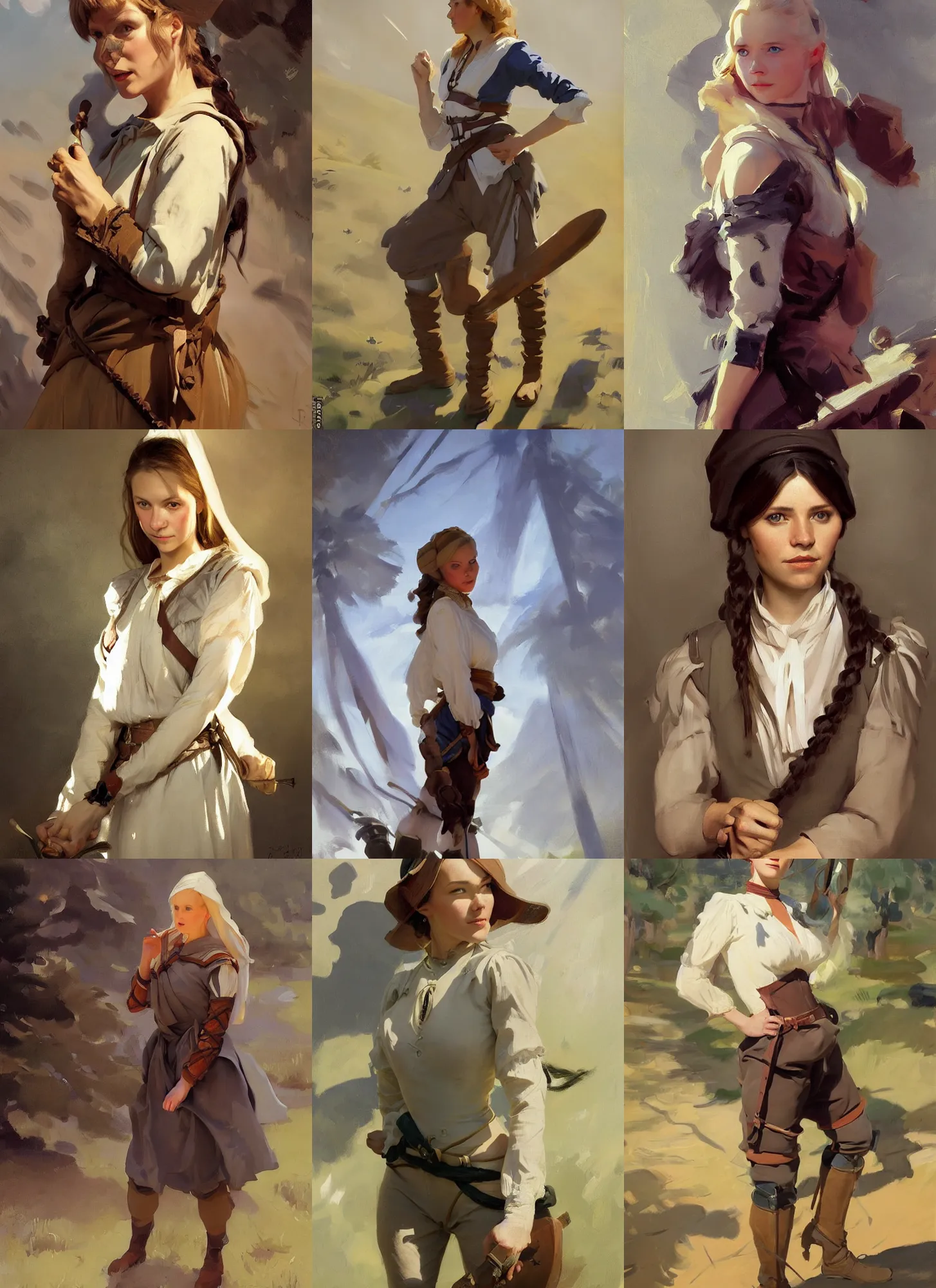 Prompt: portrait of finnish norway scandinavian attractive 1 7 th century village maiden in the field jodhpurs greg manchess painting by sargent and leyendecker, studio ghibli, fantasy, medium shot, asymmetrical, intricate, elegant, matte painting, illustration, hearthstone, by greg rutkowski, by greg tocchini, by james gilleard, by joe fenton