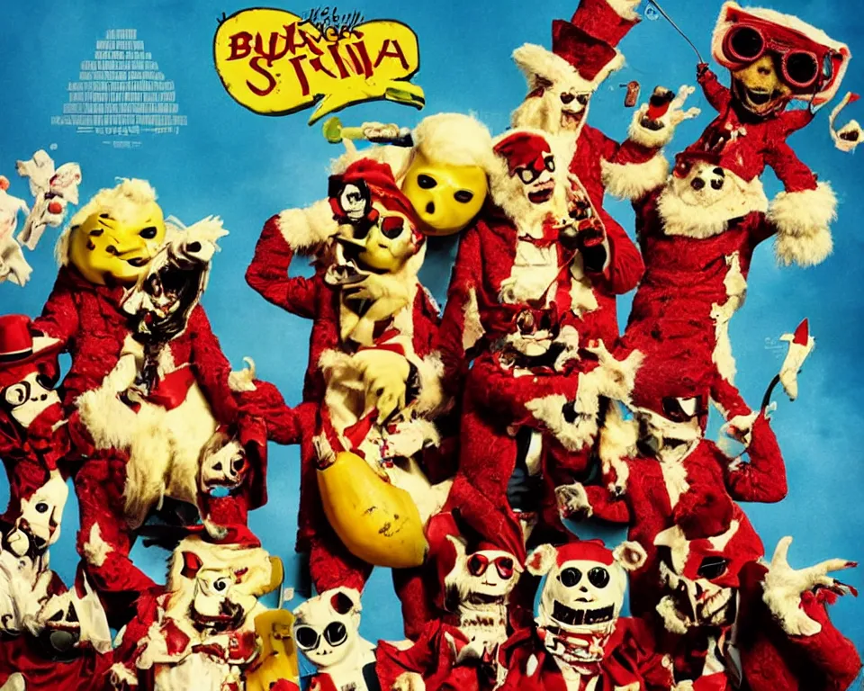 Image similar to a horror movie poster featuring The Banana Splits