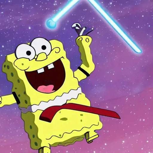 Prompt: anime key visual of spongebob as a sith lord, official media