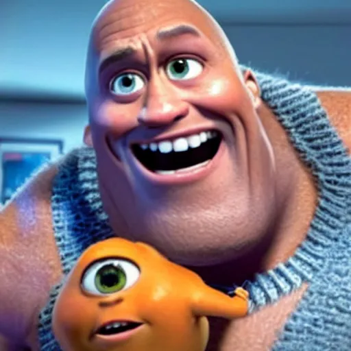 Prompt: dwayne johnson in monsters inc