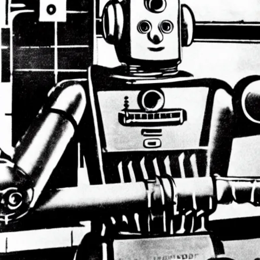 Image similar to robot featured in fritz lang's film metropolis by andy warhol