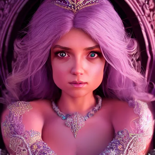 Image similar to wonderful princess of amethyst with fair skin, ornate 8 k gorgeous intricate detailed, accent lighting, dramatic light, octane render