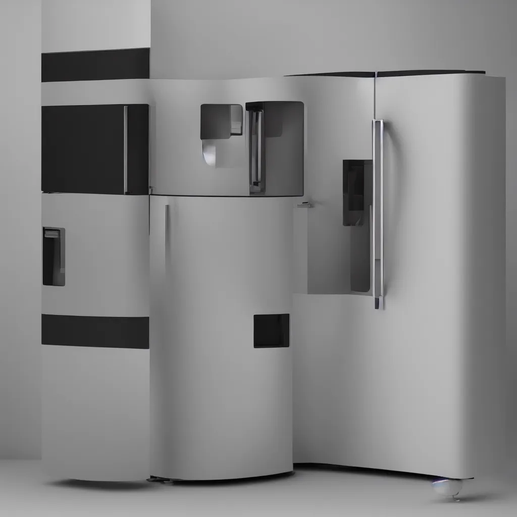 Prompt: Timeless Braun refrigerator designed by Dieter Rams in the 60’s, gorgeous 3D render