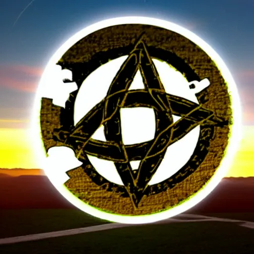 Prompt: crop circle but it's the infowars logo