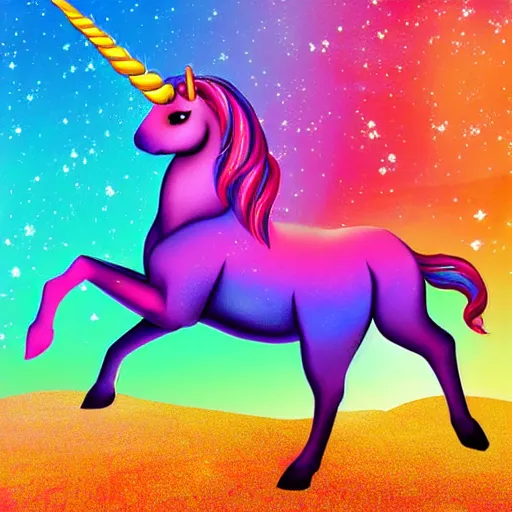 Prompt: a unicorn with fairy wings walking on the moon, colorful digital art