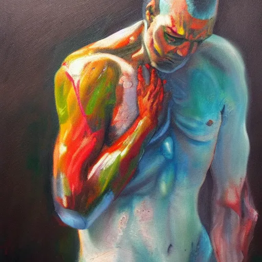 Prompt: a painting about pain in mind, oil on canvas