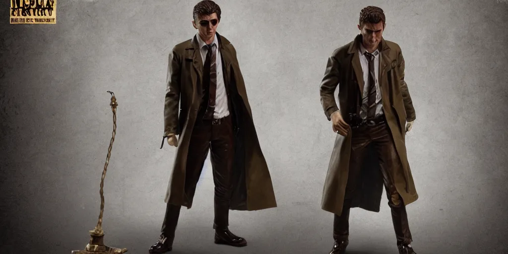 Image similar to alex turner as john constantine, character sheet, concept design, contrast, hot toys, kim jung gi, greg rutkowski, zabrocki, karlkka, jayison devadas, trending on artstation, 8 k, ultra wide angle, pincushion lens effect